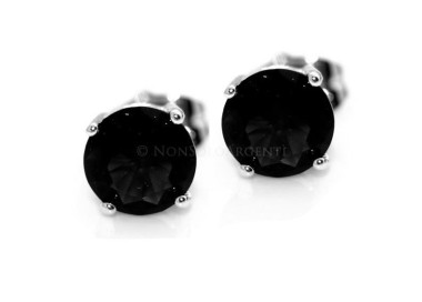 NSA|Orecchini uomo o donna punto luce NERO taglio brillante 8 mm Lamin ORO BIANCO 18k Gold Filled