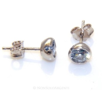 NSA|Argento 925  : orecchini donna uomo cipollina  5 mm  zirconi celeste
