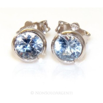 NSA|Argento 925  : orecchini donna uomo cipollina  5 mm  zirconi celeste