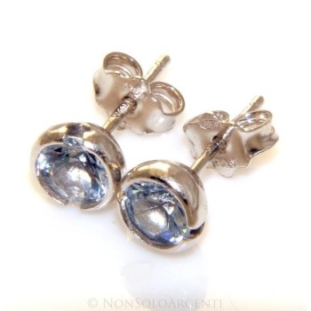 NSA|Argento 925  : orecchini donna uomo cipollina  5 mm  zirconi celeste