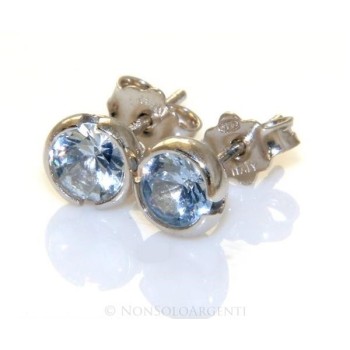 NSA|Argento 925  : orecchini donna uomo cipollina  5 mm  zirconi celeste