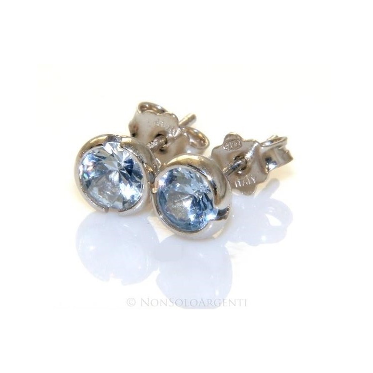 NSA|Argento 925  : orecchini donna uomo cipollina  5 mm  zirconi celeste