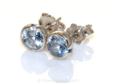 NSA|Argento 925  : orecchini donna uomo cipollina  5 mm  zirconi celeste