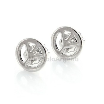 NSA|Orecchini uomo donna perno e farfallina con simbolo della pace