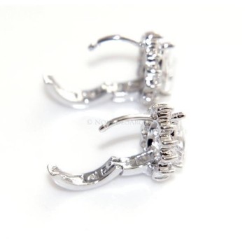 NSA|Orecchini donna a cerchio  con zircone a goccia e brillantini  Lamin ORO BIANCO 18k Gold filled