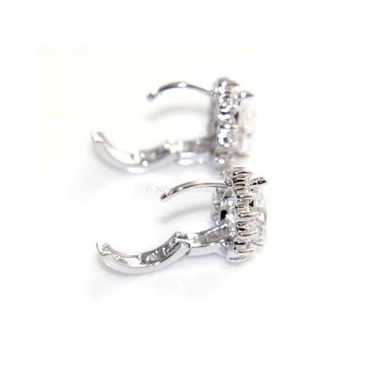 NSA|Orecchini donna a cerchio  con zircone a goccia e brillantini  Lamin ORO BIANCO 18k Gold filled