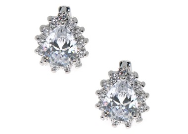 NSA|Orecchini monachella goccia zircone e brillantini  rodiati 18kgf