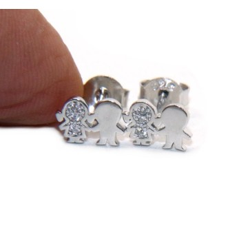 NSA|Argento 925 : orecchini donna zirconi bianchi bambino e bambina