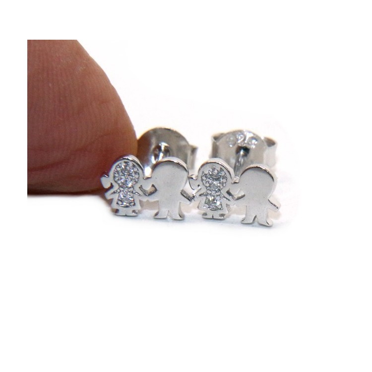 NSA|Argento 925 : orecchini donna zirconi bianchi bambino e bambina