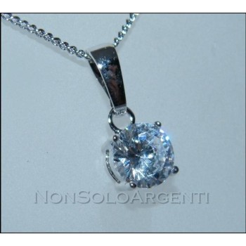 NSA|Bigiotteria : collana uomo o donna ciondolo pendente punto luce 9 mm  zircone   Lamin ORO BIANCO 18k Gold PLATED