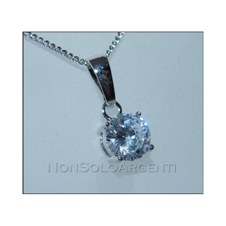 NSA|Bigiotteria : collana uomo o donna ciondolo pendente punto luce 9 mm  zircone   Lamin ORO BIANCO 18k Gold PLATED