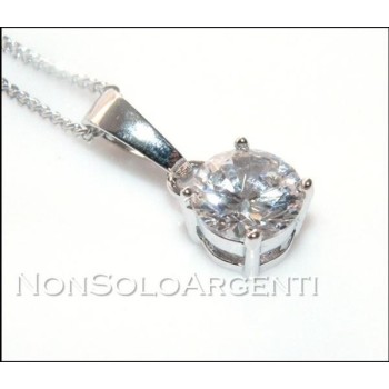 NSA|Bigiotteria : collana uomo o donna ciondolo pendente punto luce 9 mm  zircone   Lamin ORO BIANCO 18k Gold PLATED