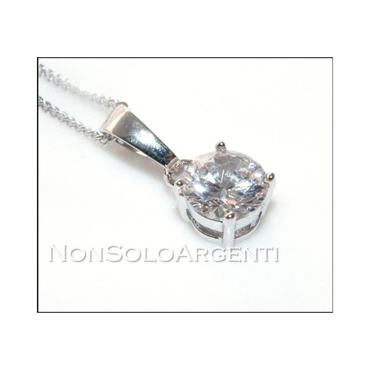 NSA|Bigiotteria : collana uomo o donna ciondolo pendente punto luce 9 mm  zircone   Lamin ORO BIANCO 18k Gold PLATED