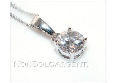 NSA|Bigiotteria : collana uomo o donna ciondolo pendente punto luce 9 mm  zircone   Lamin ORO BIANCO 18k Gold PLATED