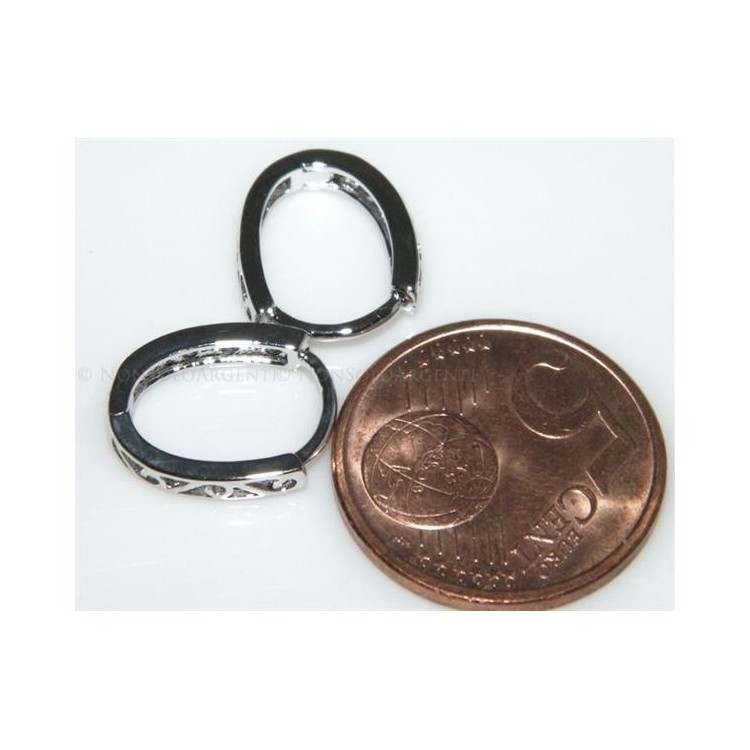 NSA|Orecchini donna o uomo a cerchio Ovali 4 zirconi brillante piccoli  Lamin ORO 18k Gold Filled