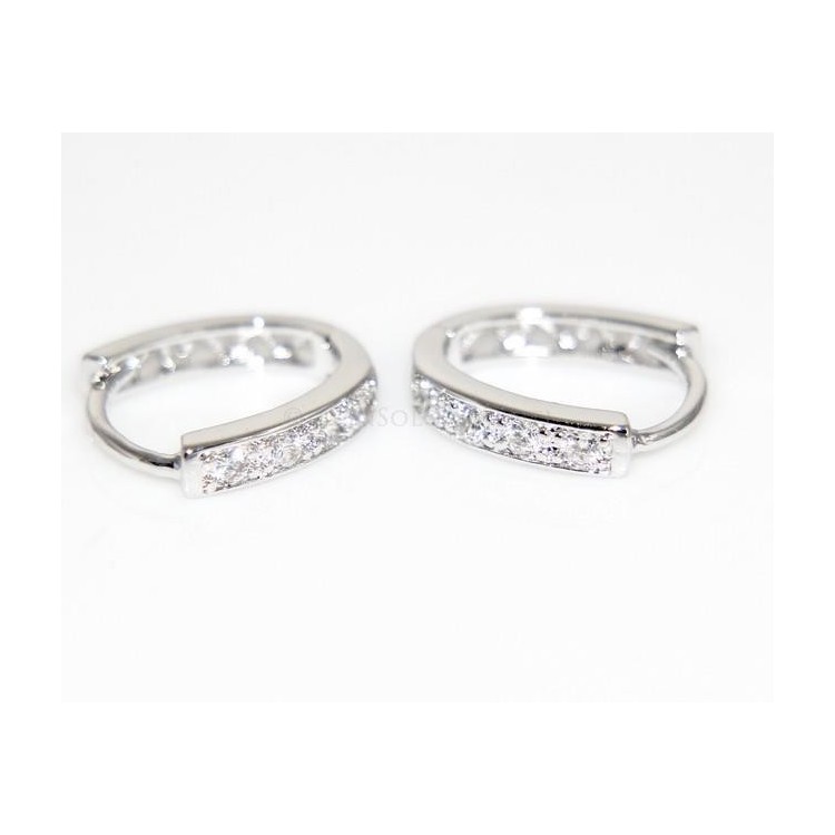 NSA|Orecchini donna o uomo a cerchio Ovali 4 zirconi brillante piccoli  Lamin ORO 18k Gold Filled