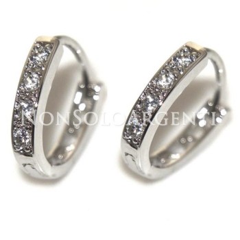 NSA|Orecchini donna o uomo a cerchio Ovali 4 zirconi brillante piccoli  Lamin ORO 18k Gold Filled