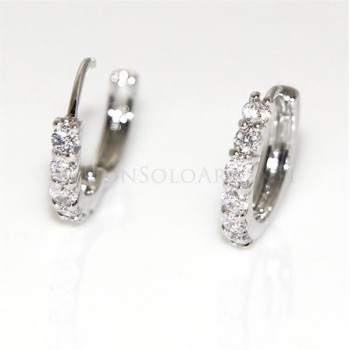 NSA|Orecchini donna a cerchio con 6 zirconi Lamin ORO BIANCO 18k Gold FILLED