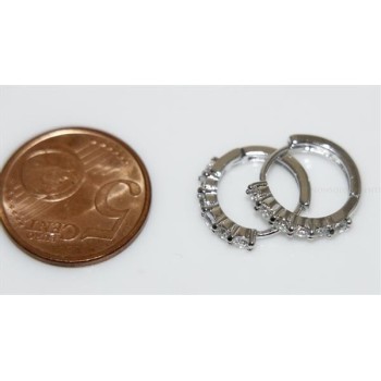 NSA|Orecchini donna a cerchio con 6 zirconi Lamin ORO BIANCO 18k Gold FILLED