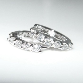 NSA|Women's hoop earrings with 6 rhodium-plated brass zircons 18kgf