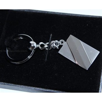 NSA|Rectangular steel keychain with shiny and satin lines for men or women