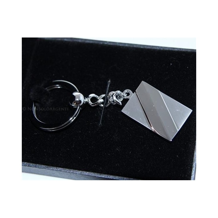 NSA|Rectangular steel keychain with shiny and satin lines for men or women
