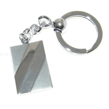NSA|Rectangular steel keychain with shiny and satin lines for men or women