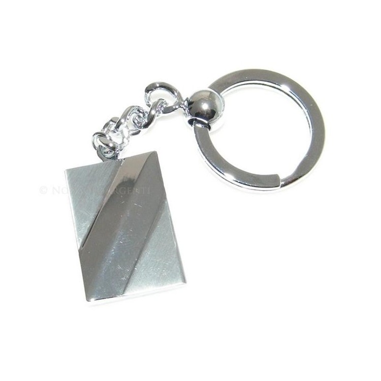 NSA|Rectangular steel keychain with shiny and satin lines for men or women