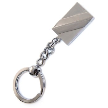 NSA|Rectangular brushed steel keychain with shiny lines
