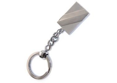 NSA|Rectangular brushed steel keychain with shiny lines