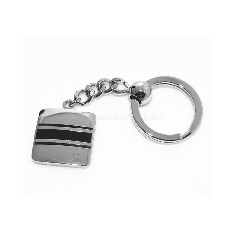 NSA|Portachiavi acciaio uomo quadrato con bande smaltate