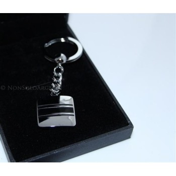NSA|Portachiavi acciaio uomo quadrato con bande smaltate