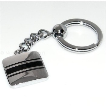 NSA|Portachiavi acciaio uomo quadrato con bande smaltate