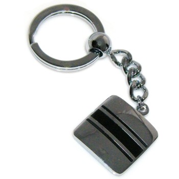 NSA|Square steel keyring with enamelled bands for house and car keys