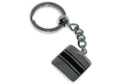 NSA|Square steel keyring with enamelled bands for house and car keys