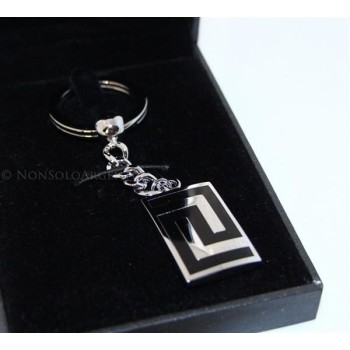 NSA|Rectangular men's steel key ring with enamelled fret
