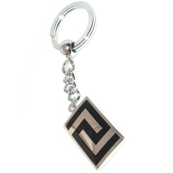 NSA|Rectangular men's steel key ring with enamelled fret