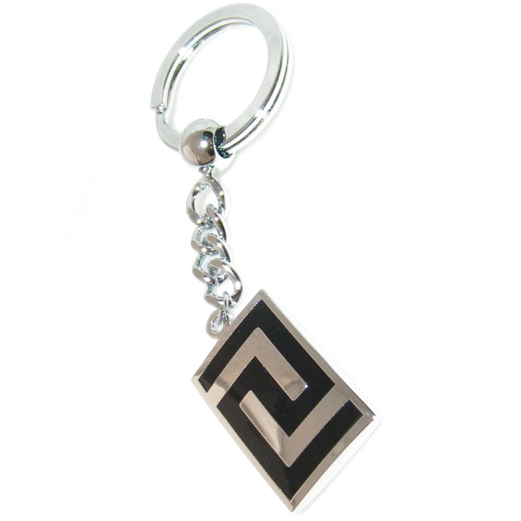 NSA|Rectangular men's steel key ring with enamelled fret