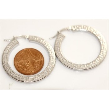 NSA|Argento 925 : orecchini donna anelle cerchi lavorati a nido d'ape con greca