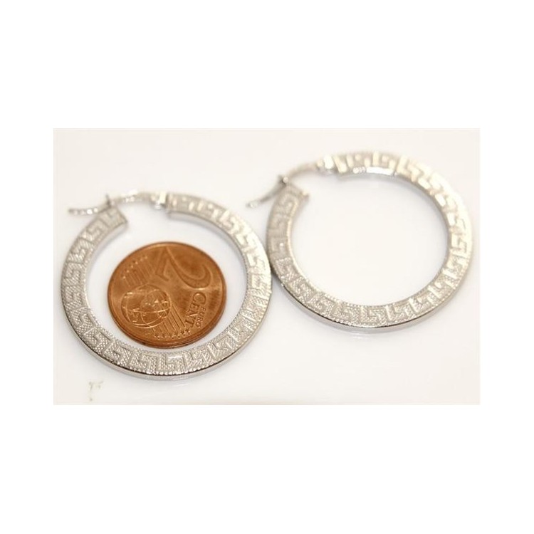 NSA|Argento 925 : orecchini donna anelle cerchi lavorati a nido d'ape con greca