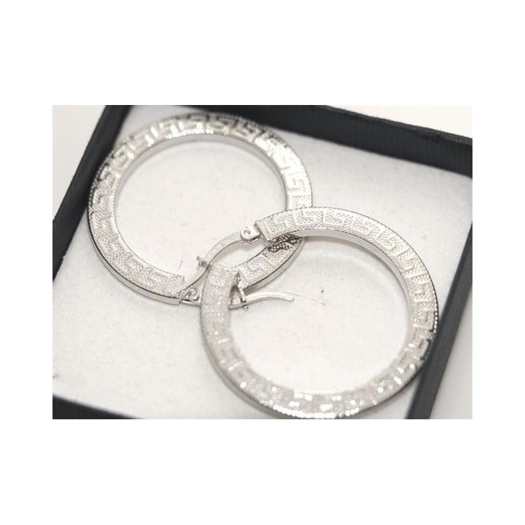 NSA|Argento 925 : orecchini donna anelle cerchi lavorati a nido d'ape con greca