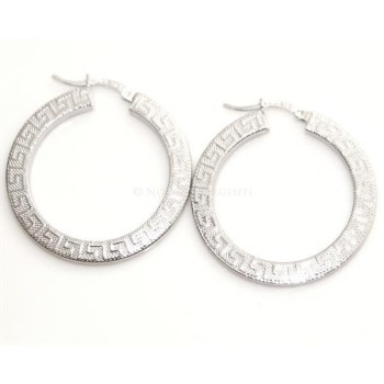 NSA|Argento 925 : orecchini donna anelle cerchi lavorati a nido d'ape con greca