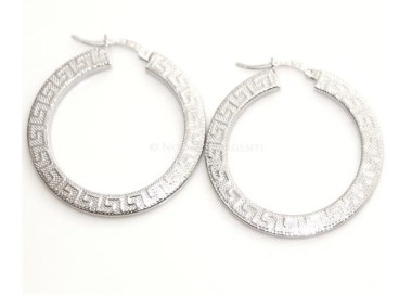 NSA|Argento 925 : orecchini donna anelle cerchi lavorati a nido d'ape con greca