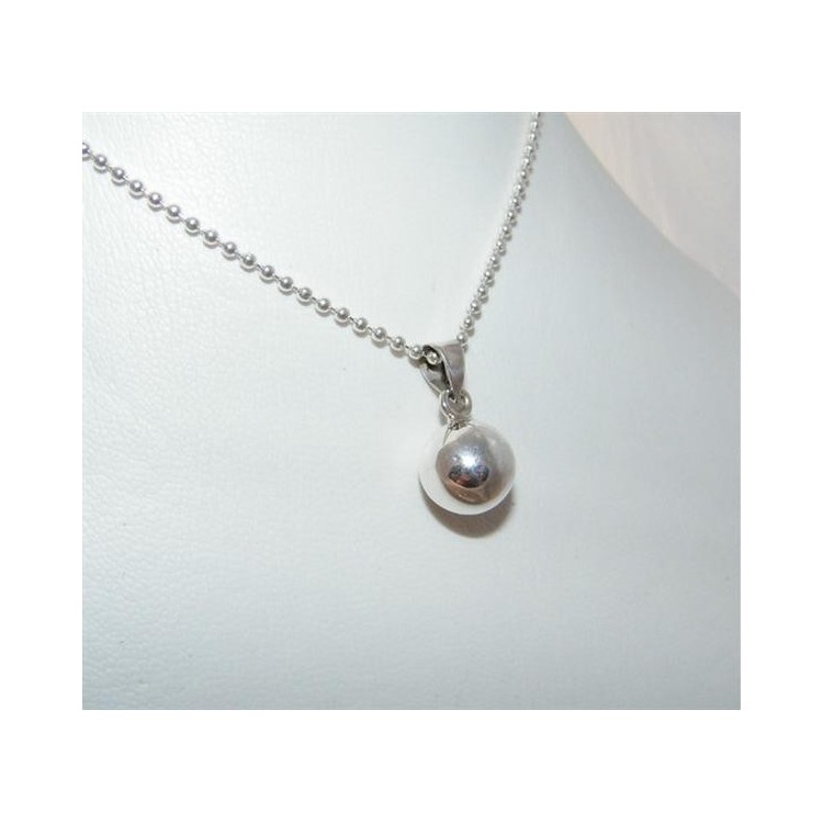 NSA|Ciondolo Tutto in Argento 925 : Pallina sfera piccola con Chiama Angeli 12 mm + catena