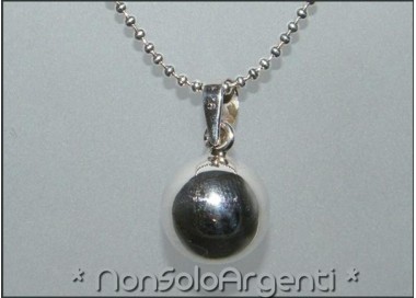 NSA|Ciondolo Tutto in Argento 925 : Pallina sfera piccola con Chiama Angeli 12 mm + catena