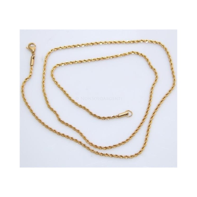 NSA|Acciaio : Collana uomo / donna Stainless Steel silver oro dorato cavetto ritorta 60 cm x 2 mm