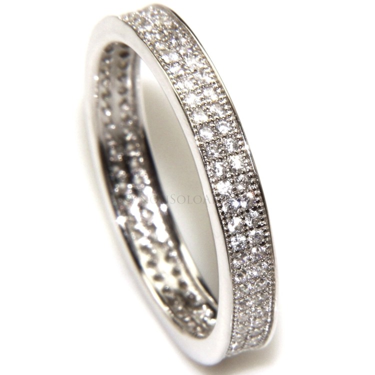 NSA|Silver 925 Rhodium: Eternity record to crown all around with 2 rows cubic zirconia 1.0mm brilliant cut