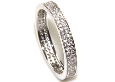 NSA|Silver 925 Rhodium: Eternity record to crown all around with 2 rows cubic zirconia 1.0mm brilliant cut