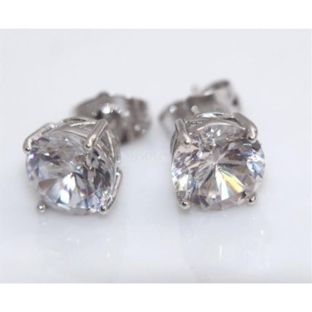 NSA|Orecchini uomo o donna punto luce BIANCO taglio brillante 9 mm 4 griffe Lamin ORO BIANCO 18k Gold Filled