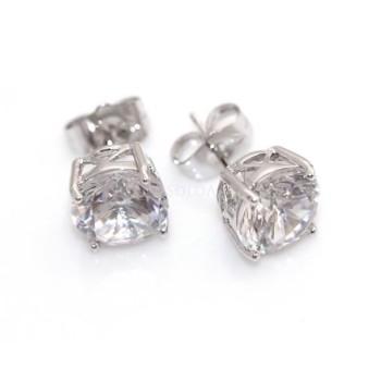 NSA|Orecchini uomo o donna punto luce BIANCO taglio brillante 9 mm 4 griffe Lamin ORO BIANCO 18k Gold Filled